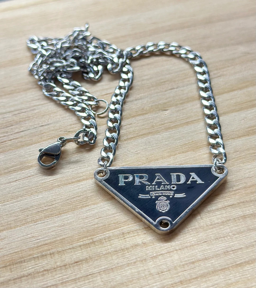 Upcycled Prada Button Necklace - Black and Silver | Etsy (US)