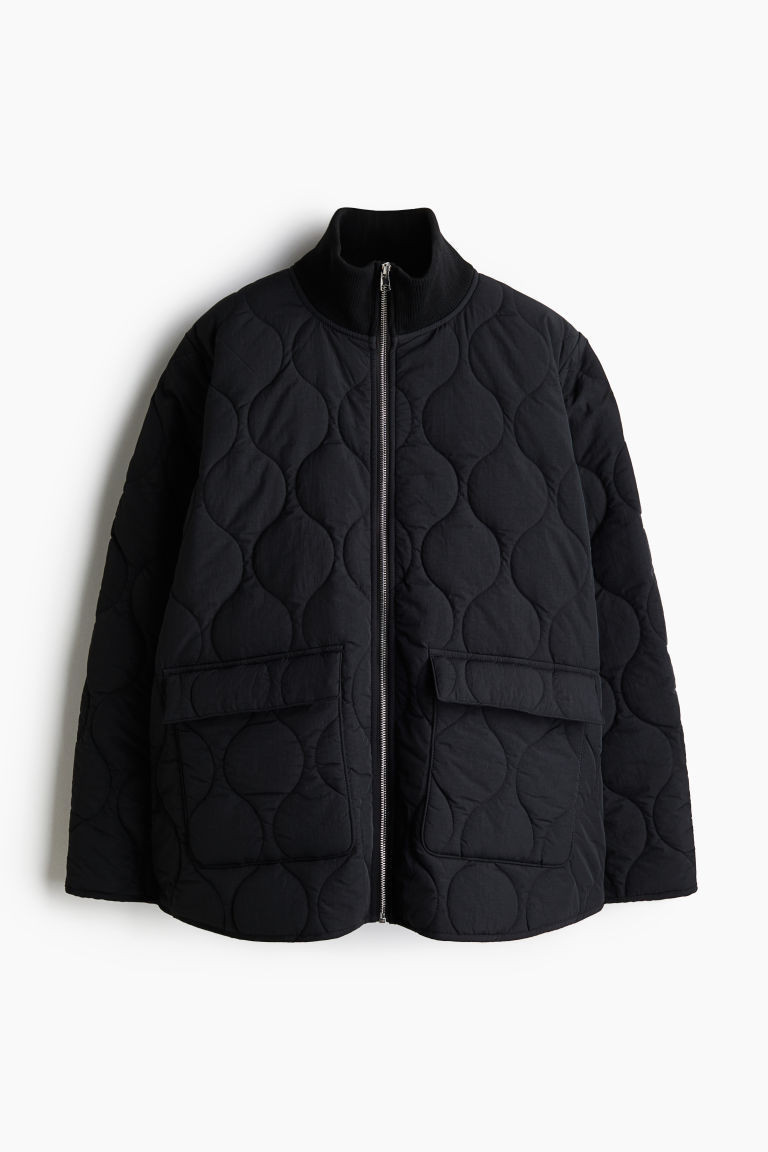 H & M - Oversized Quilted Jacket - Black | H&M (US + CA)