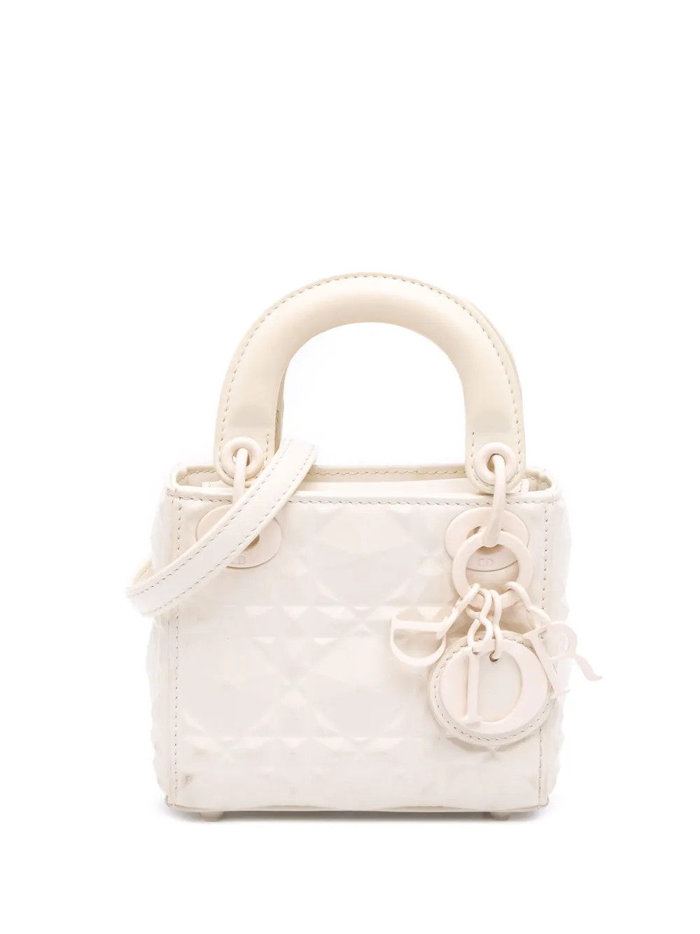 Christian Dior Pre-Owned 2022 Micro Ultra Matte Calfskin Cannage Diamond Motif Lady Dior satchel - White | Farfetch Global