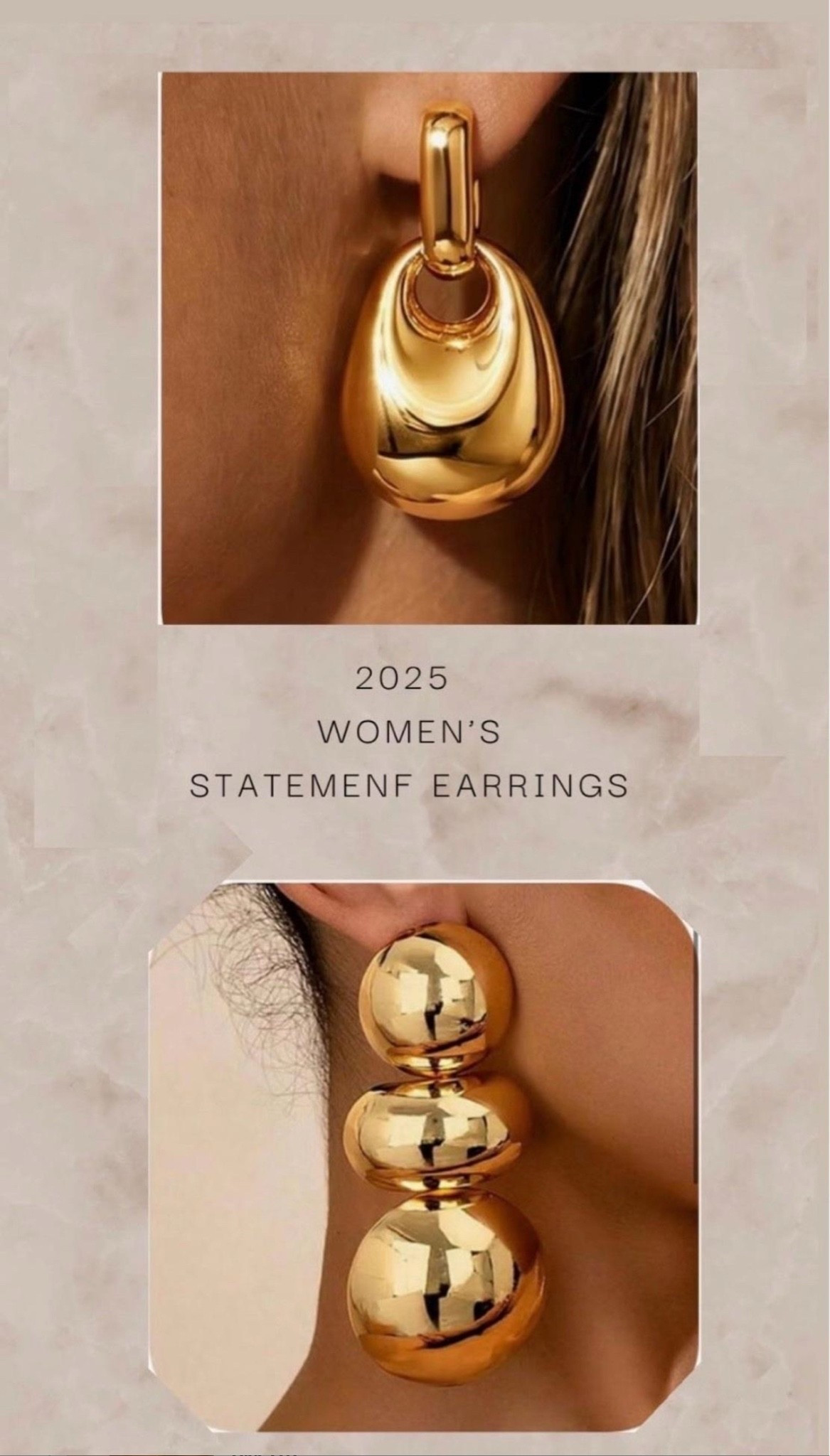 Gold statement earrings 
Amazon jewelry