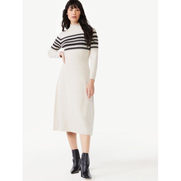 Free Assembly Women's Turtleneck Fit and Flare Sweater Dress | Walmart (US)