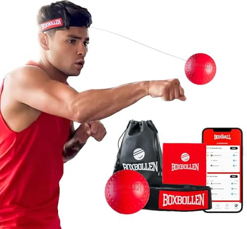 Boxbollen® Boxing Reflex Ball - Celebrity-Endorsed Home Workout Game - App-Connected Punch Counter - Hand Eye Coordination Training Ball - Christmas Gift for Boxers, All Ages - Stocking Stuffer - Red | Amazon (US)