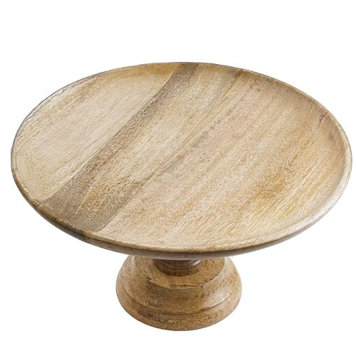 US HANDICRAFTS Rustic Wooden Cake Stand, Pedestal Design, Natural Wood | Amazon (US)