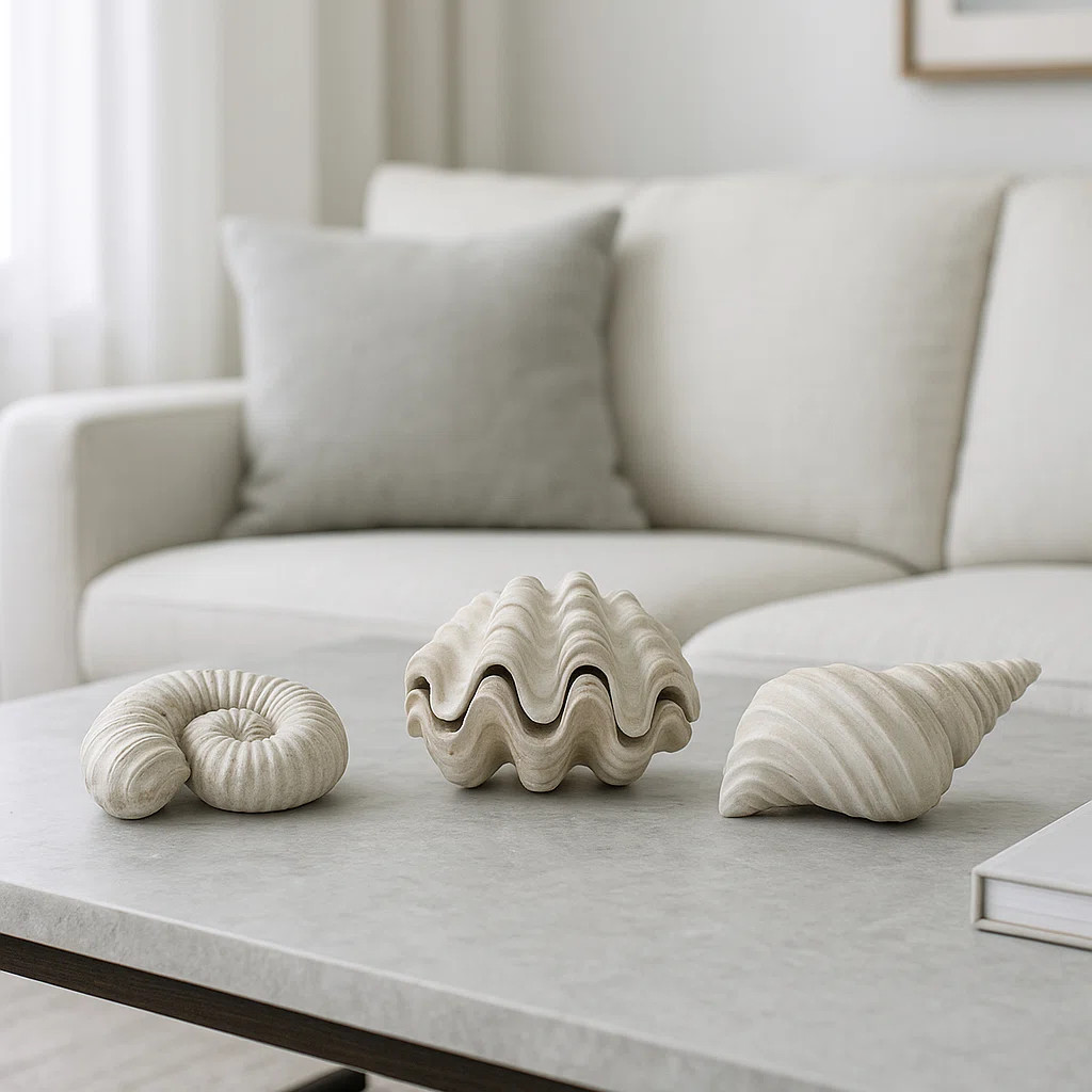 Polyresin Coastal Shell Design Sculptures Decorative Accent Figurines, Set Of 3 - 5", 3" Ivory (S... | Wayfair North America