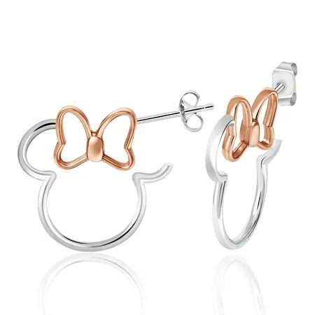 Disney Womens Minnie Mouse Sterling Silver Outline Hoop Earrings | Walmart (US)