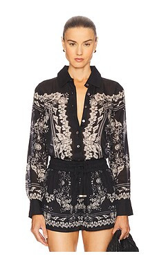 CAMI NYC Rafella Blouse in Black Seasidebandana from Revolve.com | Revolve Clothing (Global)