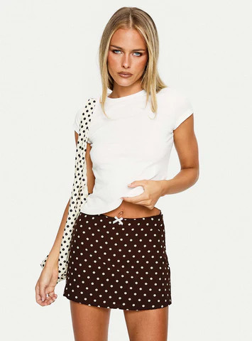 Tejano Mini Skirt Brown Polka Dot | Princess Polly US