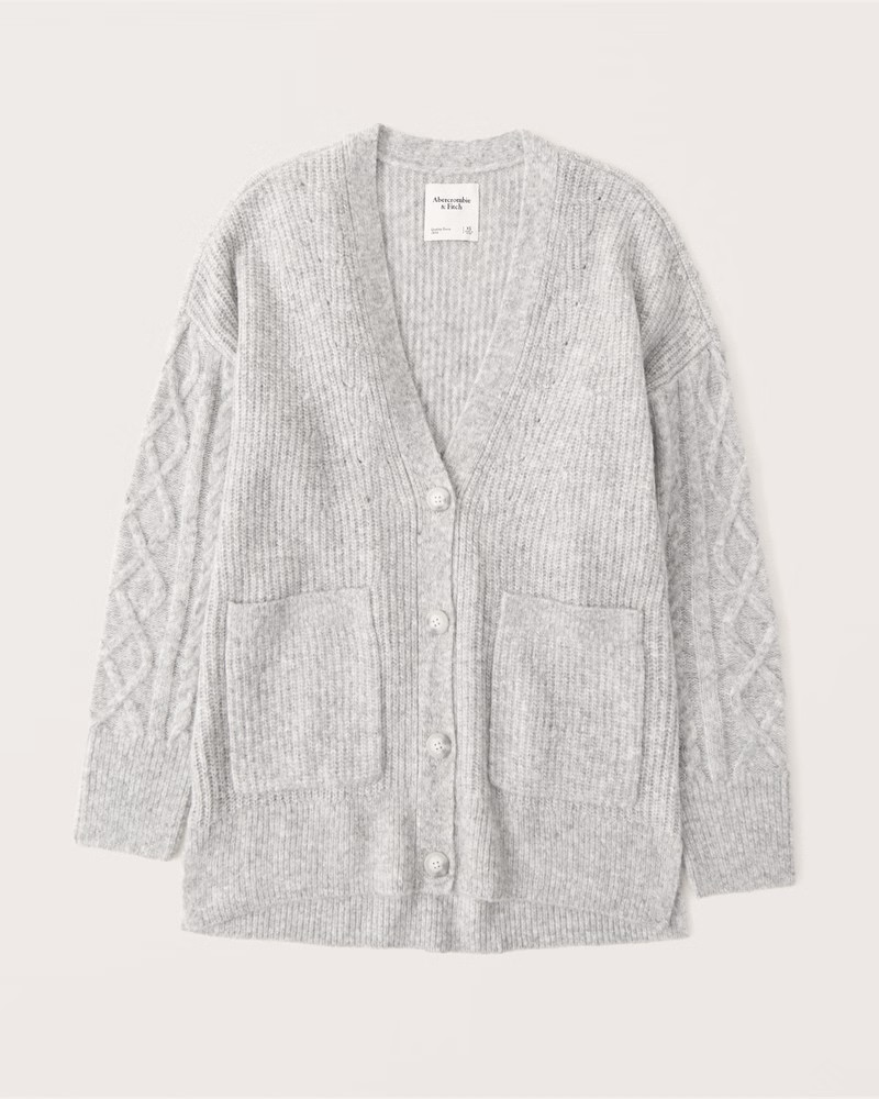 Fuzzy Cable Legging-Friendly Cardigan | Abercrombie & Fitch (US)