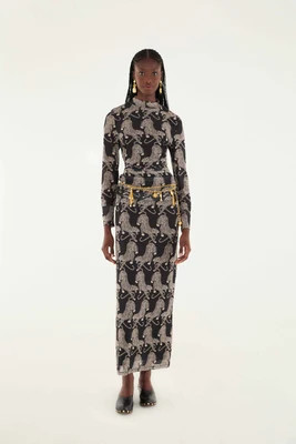 Black Striped Tigers Tulle Maxi Skirt | FarmRio (US)