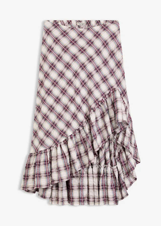 High-low rok parelwit geruit washed | Bonprix NL (Influencer)