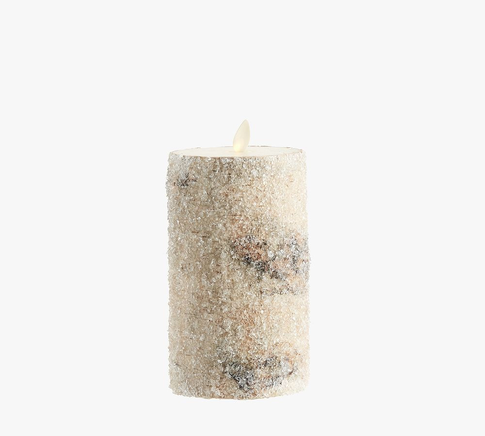 Premium Flickering Flameless Wax Pillar Candles - Sugared Birch | Pottery Barn (US)