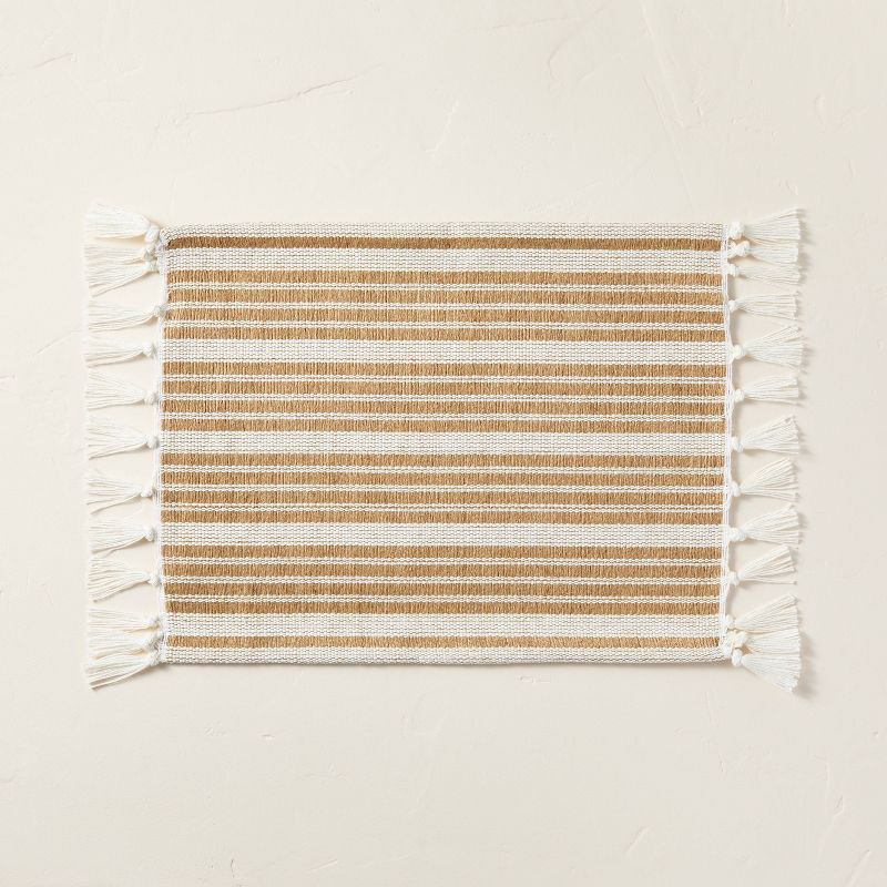 Stitch Stripe Jute &#38; Cotton Blend Placemat Natural/Sour Cream - Hearth &#38; Hand&#8482; with... | Target
