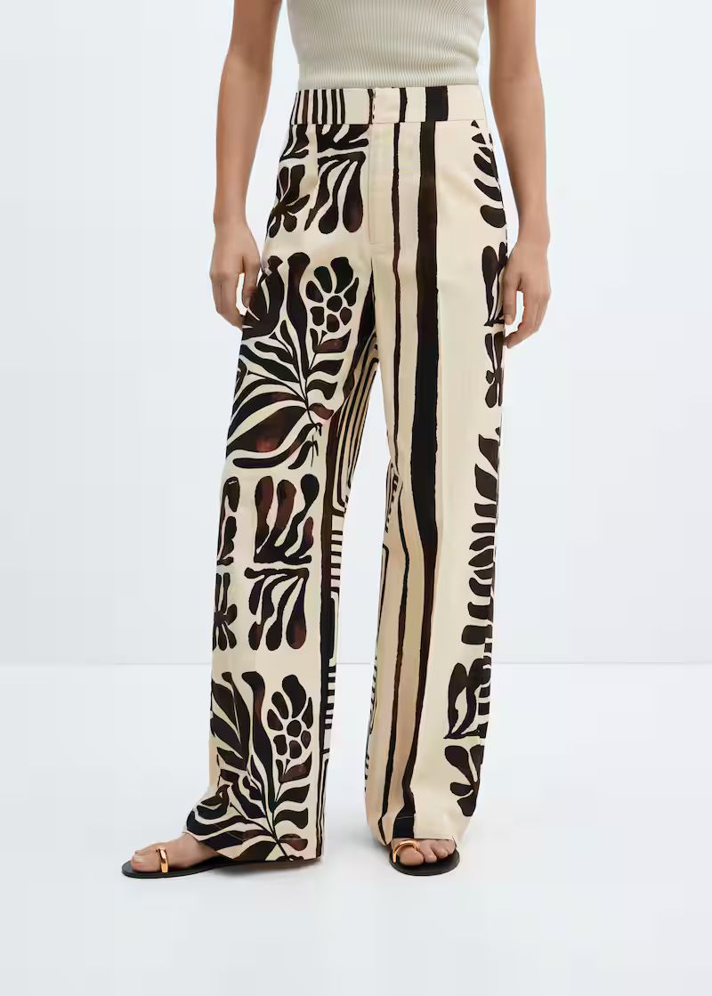 Printed cotton pants -  Women | Mango USA | MANGO (US)