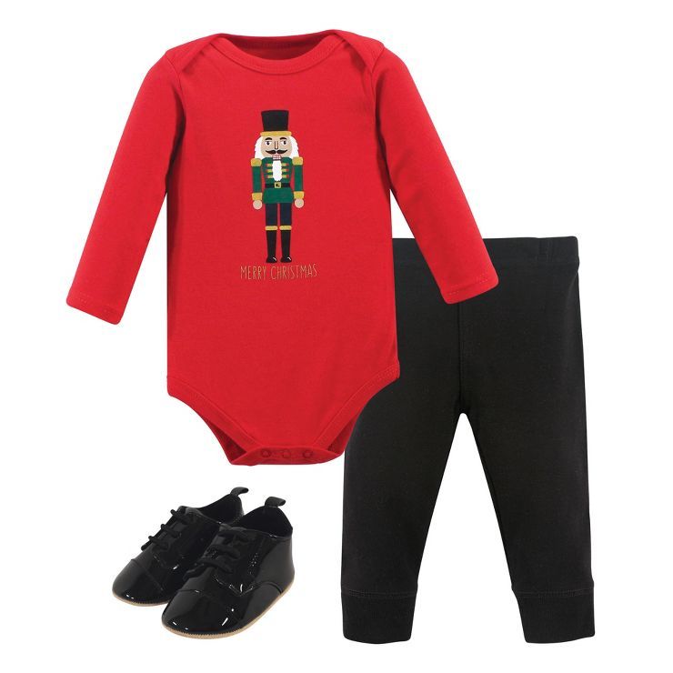 Hudson Baby Infant Boy Cotton Bodysuit, Pant and Shoe 3pc Set, Nutcracker | Target