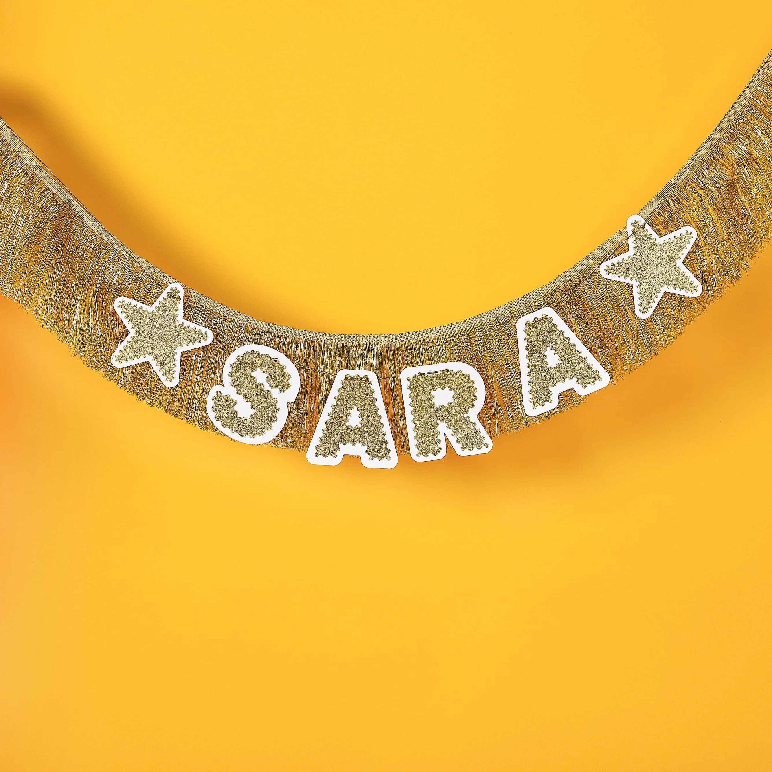 Customizable Gold Fringe Reusable Party Banner | Packed Party