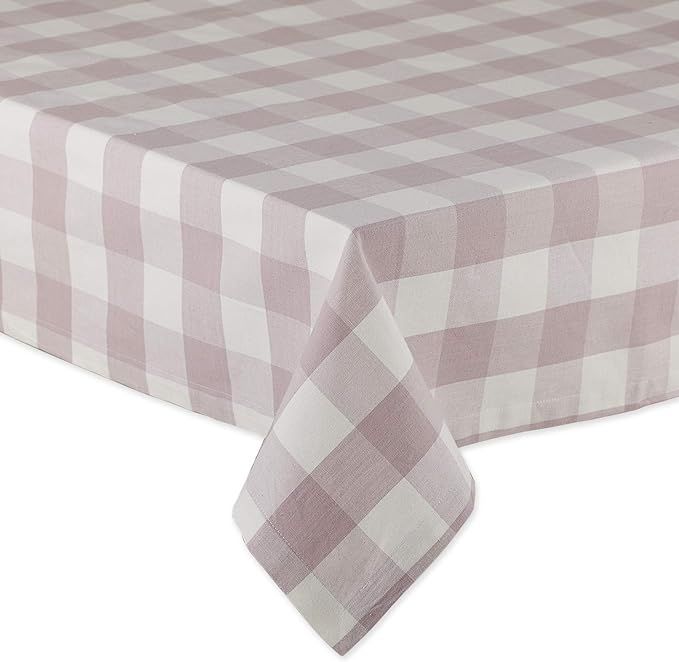 DII Buffalo Check Collection, Classic Farmhouse Tablecloth, Tablecloth, 52x52, Dusty Lilac | Amazon (US)