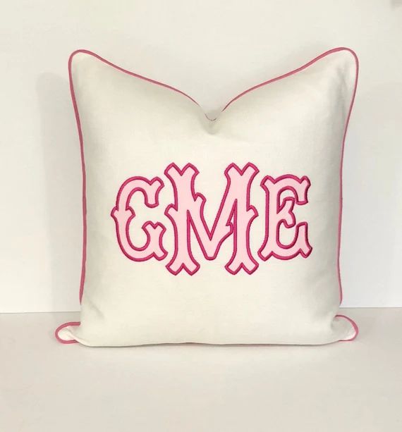 Monogram Appliqué Pillow Cover Embroidered | Etsy | Etsy (US)