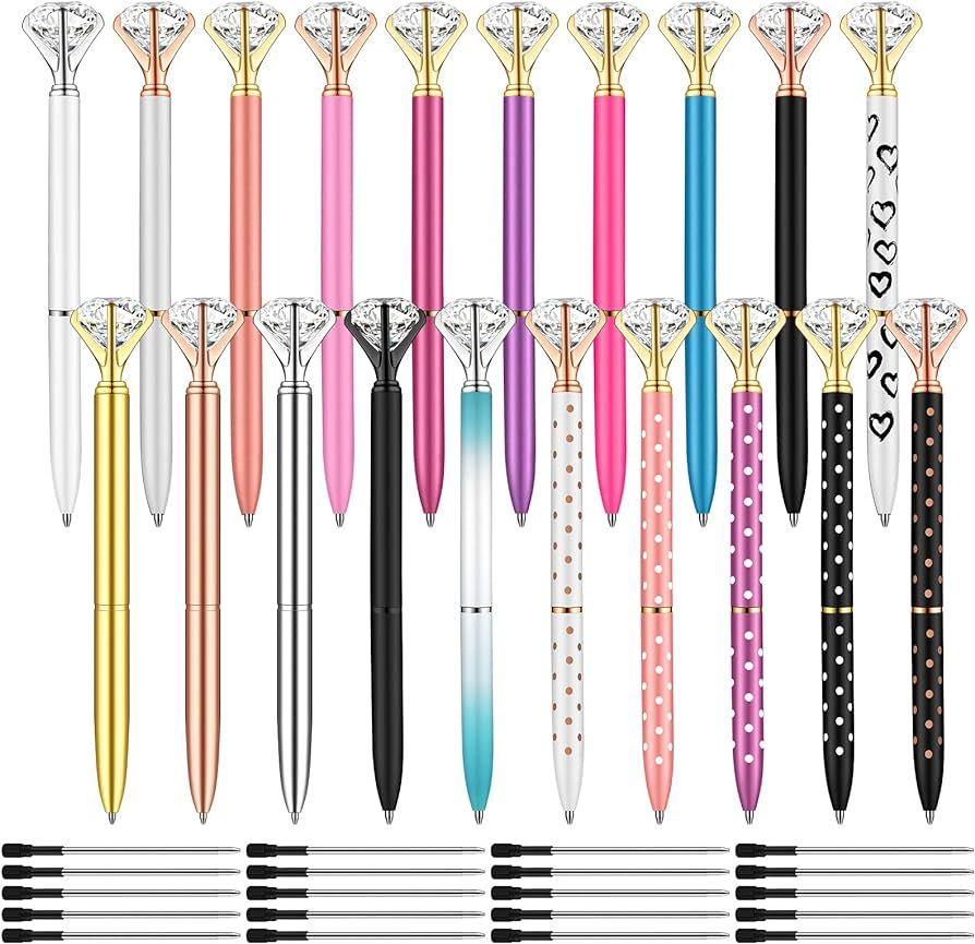 PASISIBICK 20 Pieces Diamond Pens of Cute Beautiful Ballpoint Pens Crystal Diamond Pen for Women ... | Amazon (US)