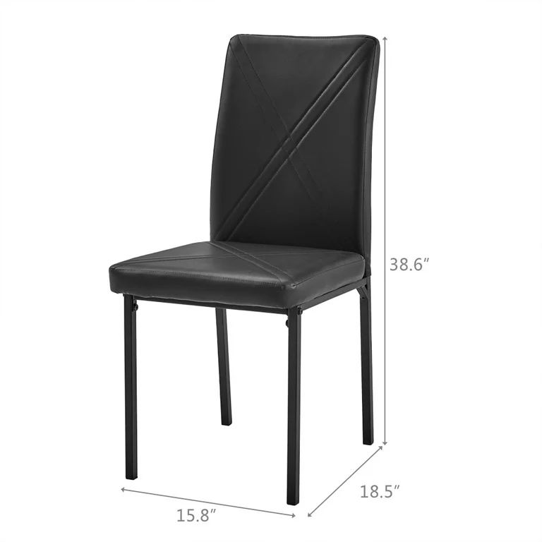 Set of 4 Black Kitchen Dining Chairs Ubran Style Side Chairs w/ Medium Back | Walmart (US)