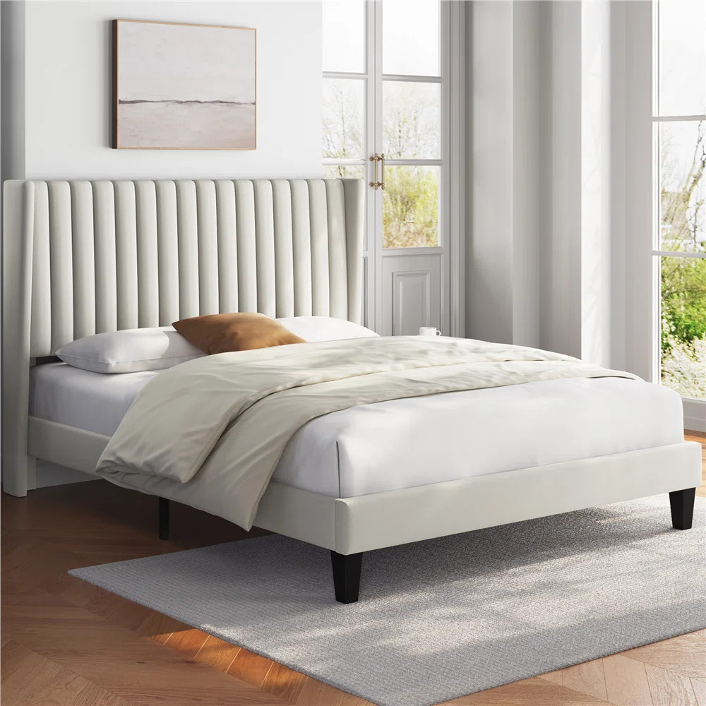 Upholstered Bed Frame with Wing Side | Wayfair North America