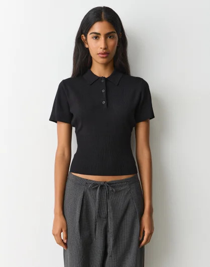 Rib Waist Knit Shortsleeve Polo | Glassons (Australia)
