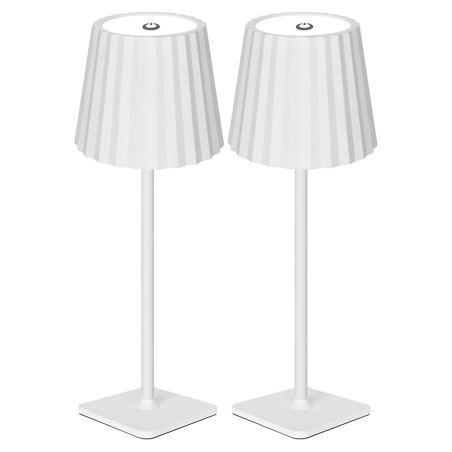 Mr. White Set of 2 Cordless Wireless Rechargeable Touch Battery Operated Powered LED Portable Dim... | Amazon (US)