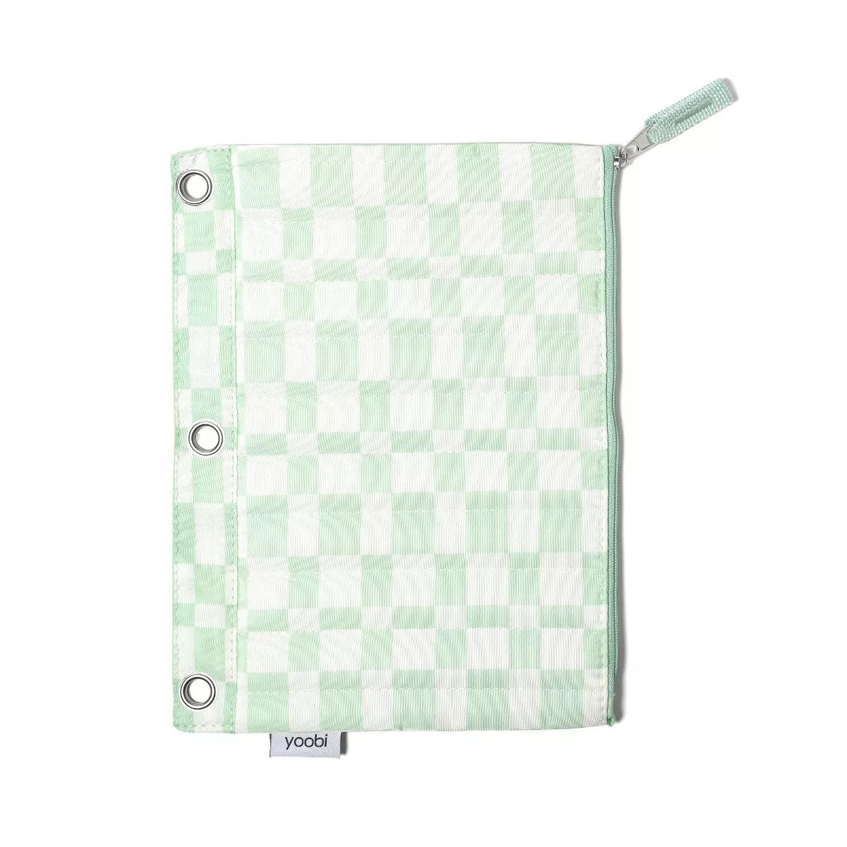 Yoobi Single Zip Binder Pencil Case Puffy Mint and Cream Checker | Target