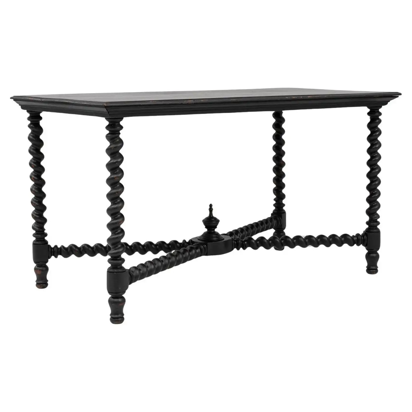 1880s French Black Patinated Barley Twist Table | 1stDibs