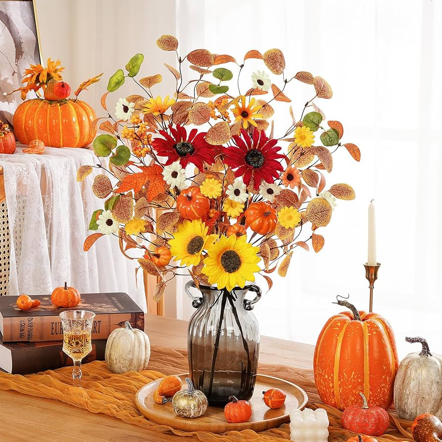 MARTINE MALL 2 PCS Fall Flowers, Fall Floral Arrangements, Fall Decor Artificial Fall Decoration ... | Amazon (US)