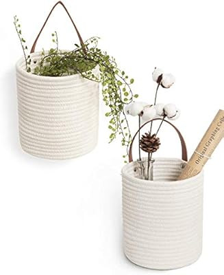 Goodpick 2pack Rope Hanging Basket - 7.87" x 7" Small Hang Basket for Key, Sunglasses, Wallet on ... | Amazon (US)
