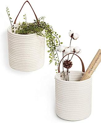 Goodpick 2pack Rope Hanging Basket - 7.87" x 7" Small Hang Basket for Key, Sunglasses, Wallet on ... | Amazon (US)