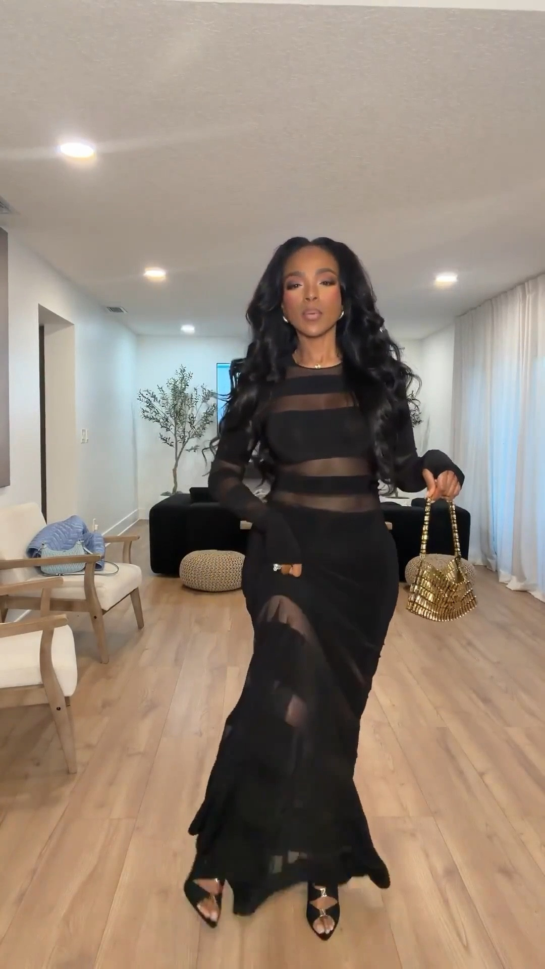 Scroll to shop this statement black sheer dress.

Perfect for date nights, events, or a bold night out look.

📏 Measurements: 5’4”, 140 lbs, 34D bust, 27” waist, 40” hips

Follow me on Instagram and YouTube @kiras