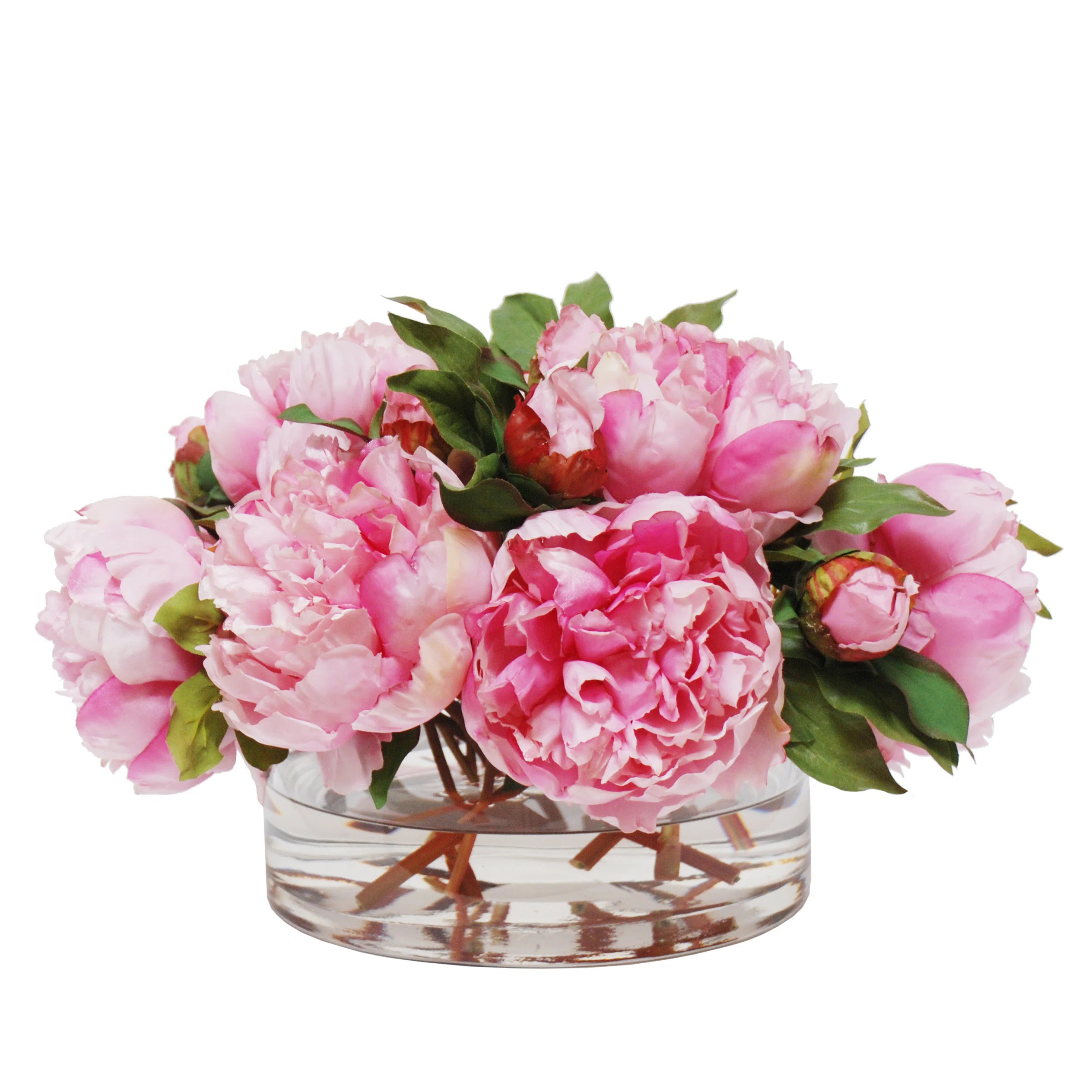 Winward Silks Peony Bouquet Floral Arrangement in Low Cylinder Vase & Reviews | Wayfair | Wayfair North America