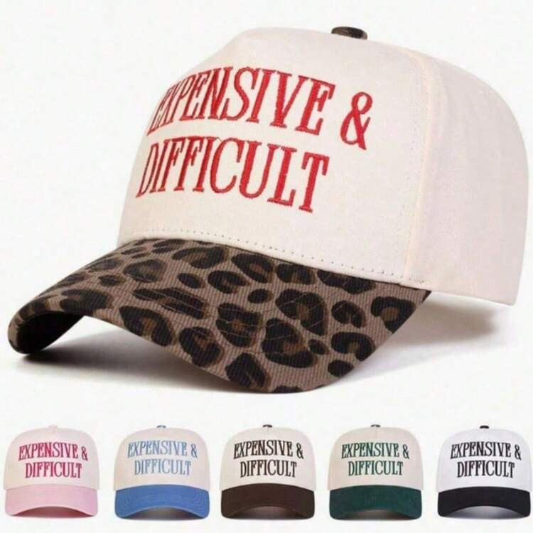 1pc Women's "Expensive & Difficult" Embroidered Letter Trucker Hat, Casual Baseball Cap, Suitable For Spring, Autumn, Street, Travel, Beach Vacation | SHEIN