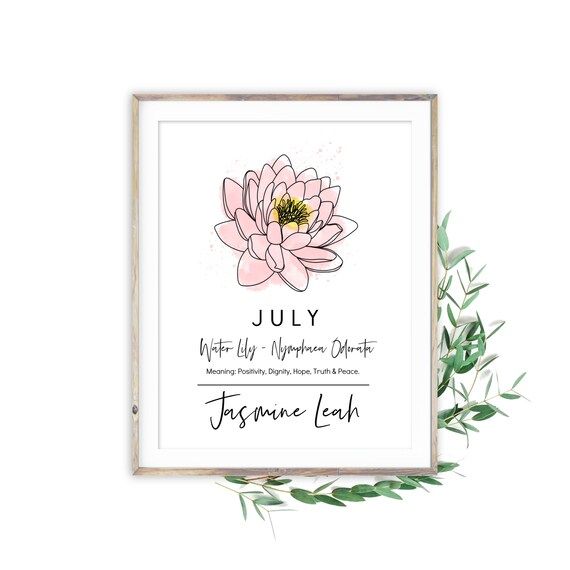 July Birth Month Flower Water Lily | Personalized Art Digital or Printed | Etsy (US)