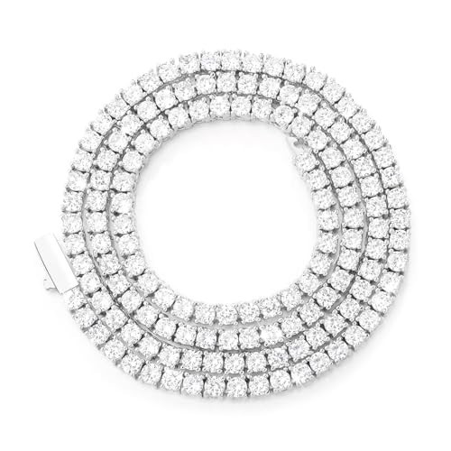 FEEL STYLE Tennis Necklaces for Women - 3mm Silver Plated Diamond Necklace - Iced Out Choker Necklace Cubic Zirconia Tennis Necklace 18inch | Amazon (US)