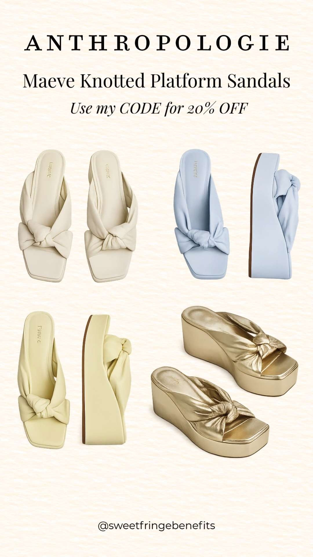 ✨ Save 20% off Anthropologie orders of $100+ with code NANETTE20!

These Maeve Knotted Platform Sandals are the perfect blend of comfort and style. The cushioned platform gives you extra height while staying easy to walk in, and the knotted design adds a chic, modern touch. They pair beautifully with dresses, denim, linen pants, and everything in between.

💛 LTK MADE EASY
❤️ Heart = Support my posts
🔖 Save = Get sale & restock alerts
💬 Comment if you have sizing questions! 

 #LTKootd #LTKOver40 #LTKSaleAlert