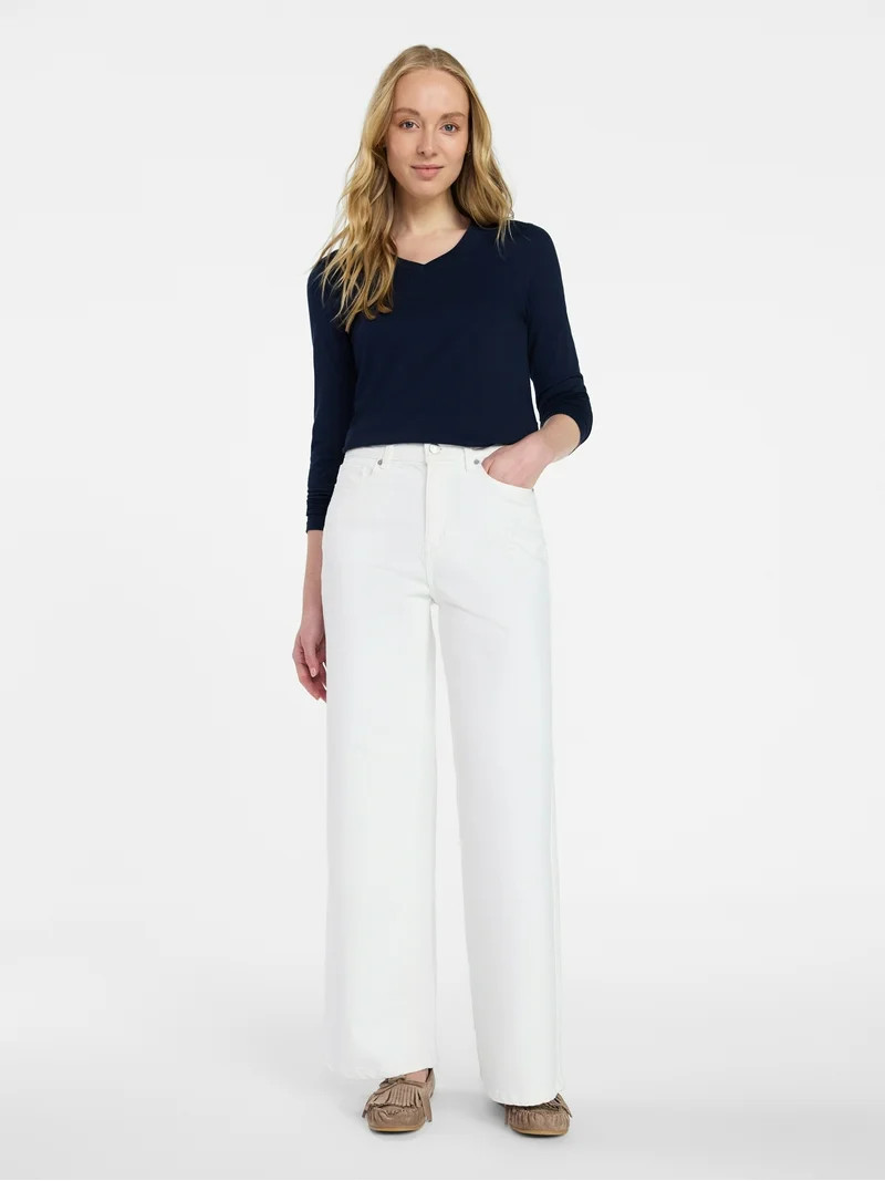 Time and Tru Women's Wide Leg Jeans, 31" Inseam, Sizes 0-22, 0L-22L | Walmart (US)