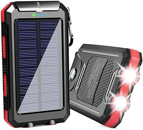 Solar Charger 20000mAh Solar Power Bank Waterproof Portable Charger with Dual 5V USB Port/LED Fla... | Amazon (US)