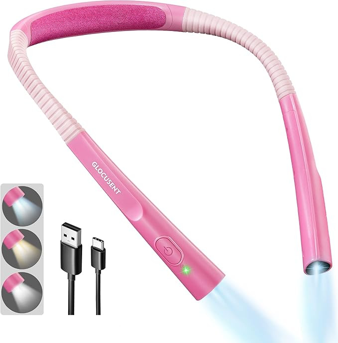 Glocusent Upgraded LED Neck Reading Light, Book Light for Reading in Bed, 30-min Timer, 3 Colors ... | Amazon (US)