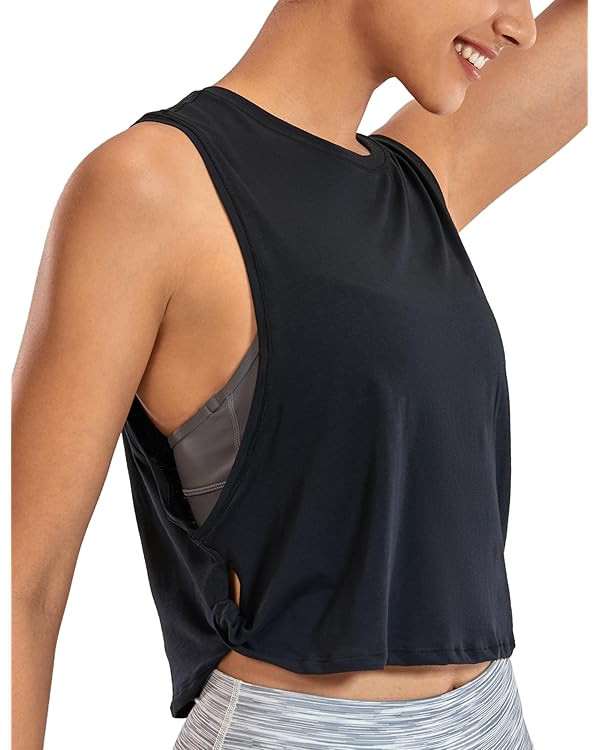 CRZ YOGA Pima Cotton Cropped Workout Tank Tops for Women - Sleeveless Sports Athletic Yoga Runnin... | Amazon (US)