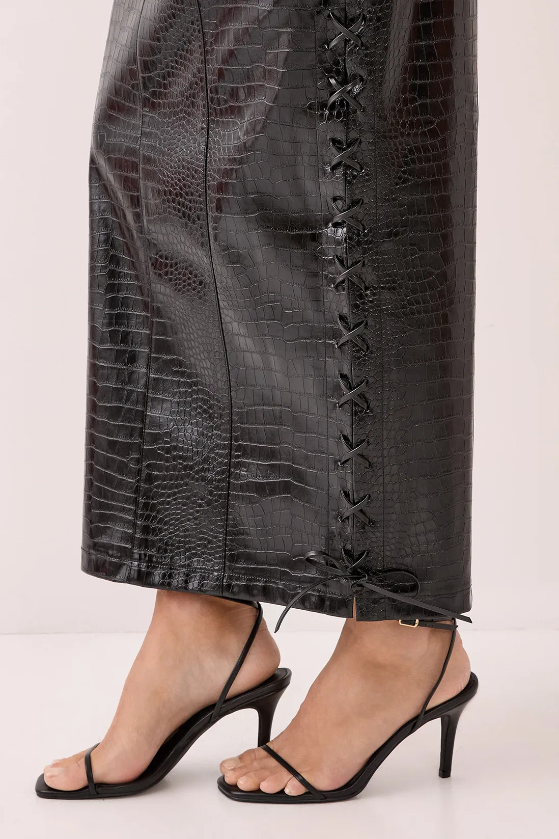 Dresses | Faux Leather Croc Bandeau Lace Up Maxi Dress | NastyGal | NastyGal UK