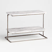 French Kitchen White Marble 2-Tier Server Cupcake Stand + Reviews | Crate & Barrel | Crate & Barrel