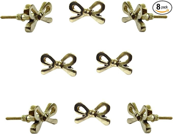Perilla Home Set of 8 Brass Metal Knobs for Cabinet & Drawers Decorative Bow Knobs for Home Kitch... | Amazon (US)