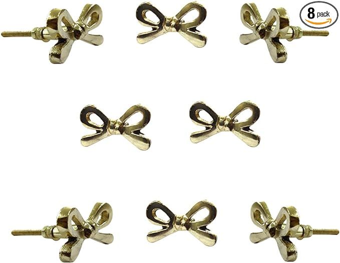 Perilla Home Set of 8 Brass Metal Knobs for Cabinet & Drawers Decorative Bow Knobs for Home Kitch... | Amazon (US)
