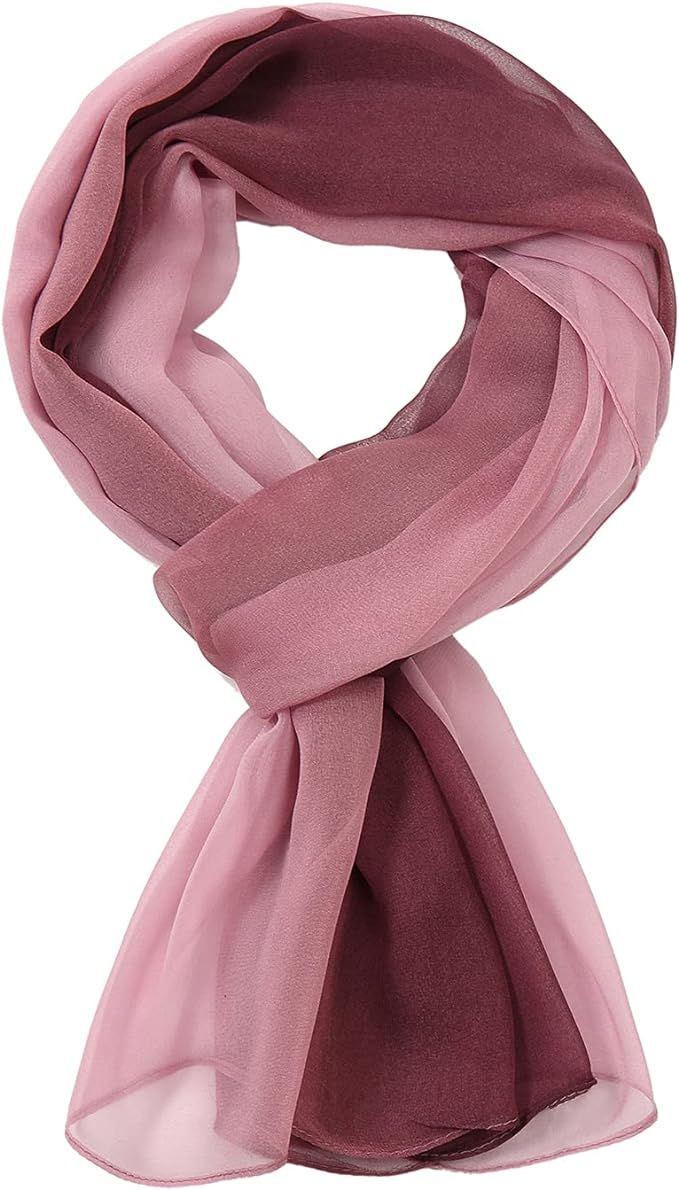 Ombre Silk Scarf Oblong Gradiente Scarves Lightweight Accent Scarfs for Women | Amazon (US)