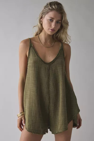 Out From Under Solace Overdyed Cotton Gauze Romper | Urban Outfitters (US and RoW)