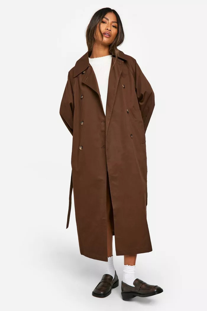 Double Breast Wide Sleeve Belted Trench Coat | Boohoo.com (UK & IE)