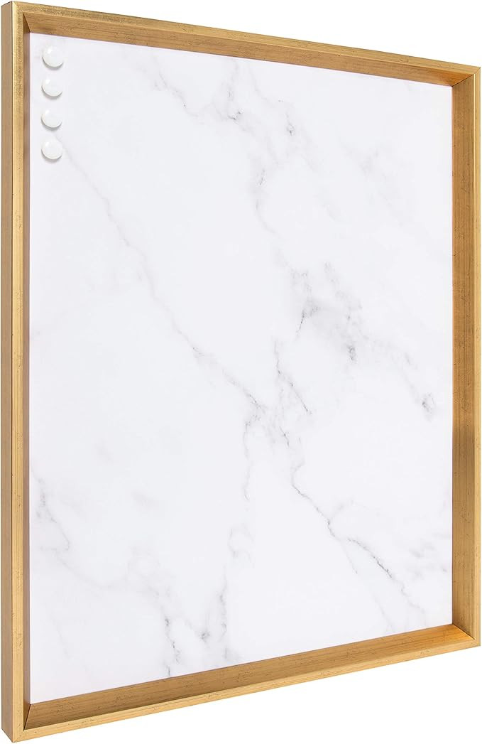 Kate and Laurel Calter Framed Decorative Magnetic Bulletin Board with Classic Glam Cararra Marble... | Amazon (US)
