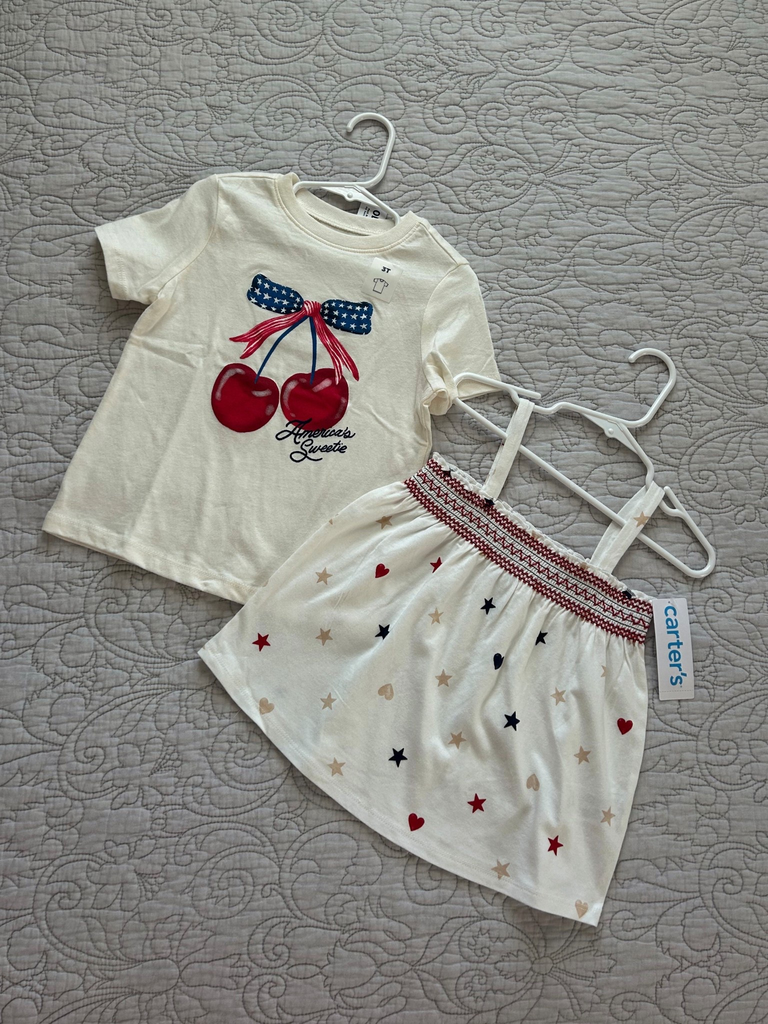 Toddler girl 4th of July tops 🇺🇸❤️ Ghe tank top is from Carters, DM me on Instagram (@Lifetoem) and I’ll send you the exact link! 
